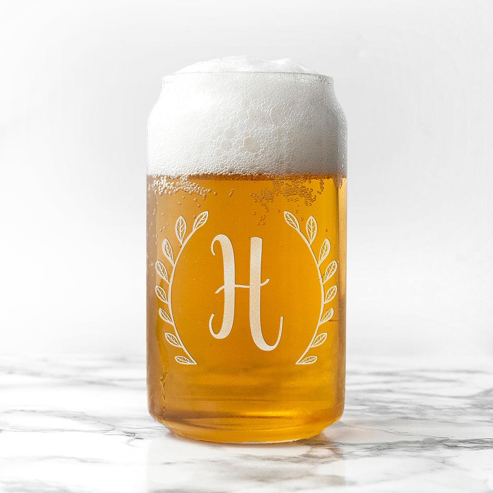 Personalised Leaf Framed Initial Beer Can Glass - Shop Personalised Gifts