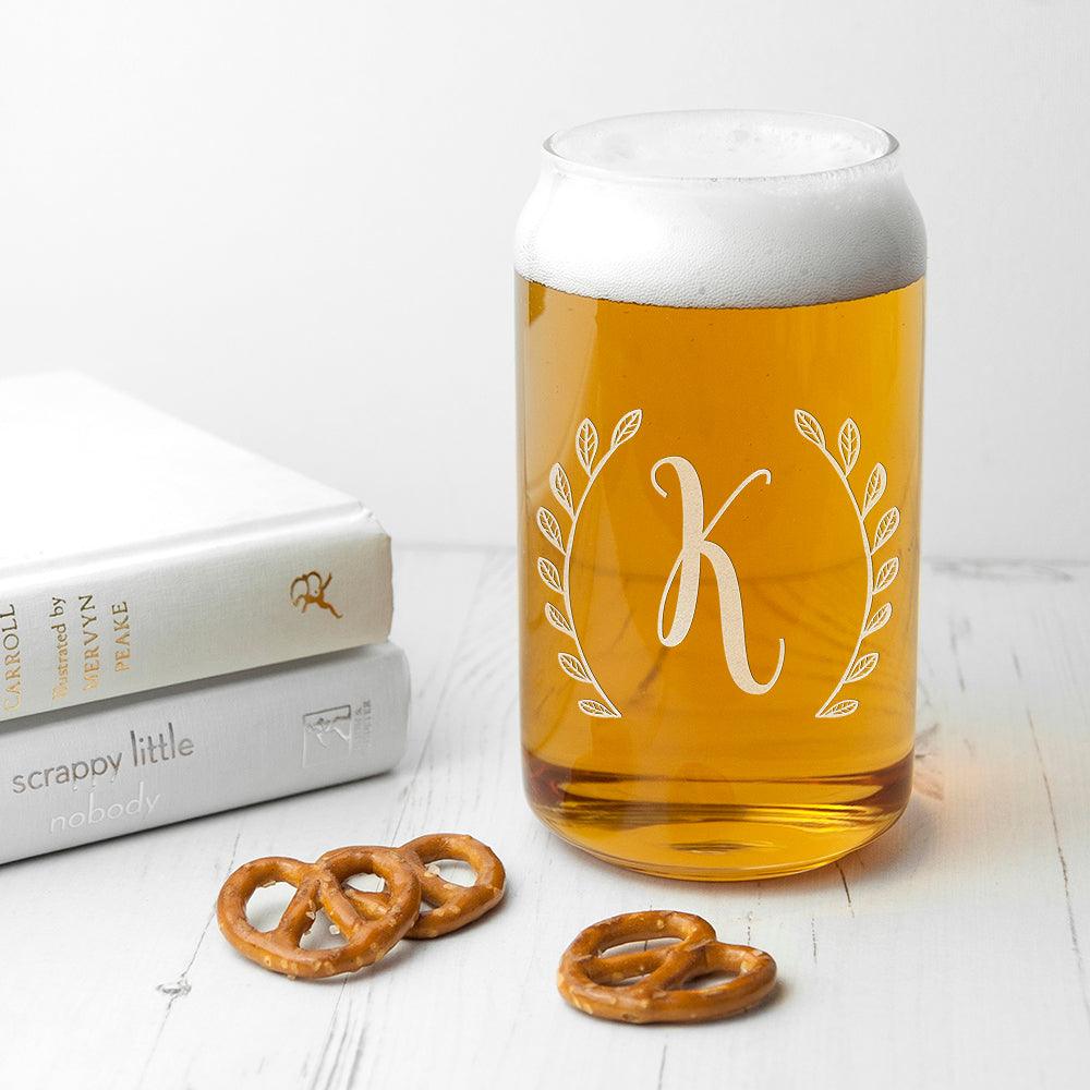 Personalised Leaf Framed Initial Beer Can Glass - Shop Personalised Gifts