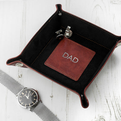 Luxury Brown Personalised PU Leather Valet Tray