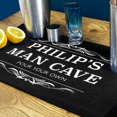 Personalised Man Cave Black Bar Mat - Shop Personalised Gifts