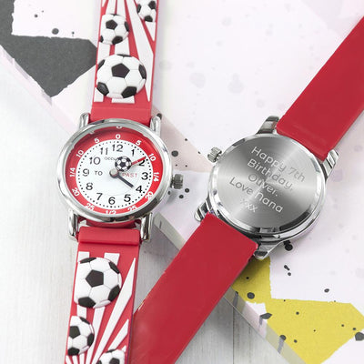 Kids Personalised Boys - Girls Red Football Watch - Shop Personalised Gifts