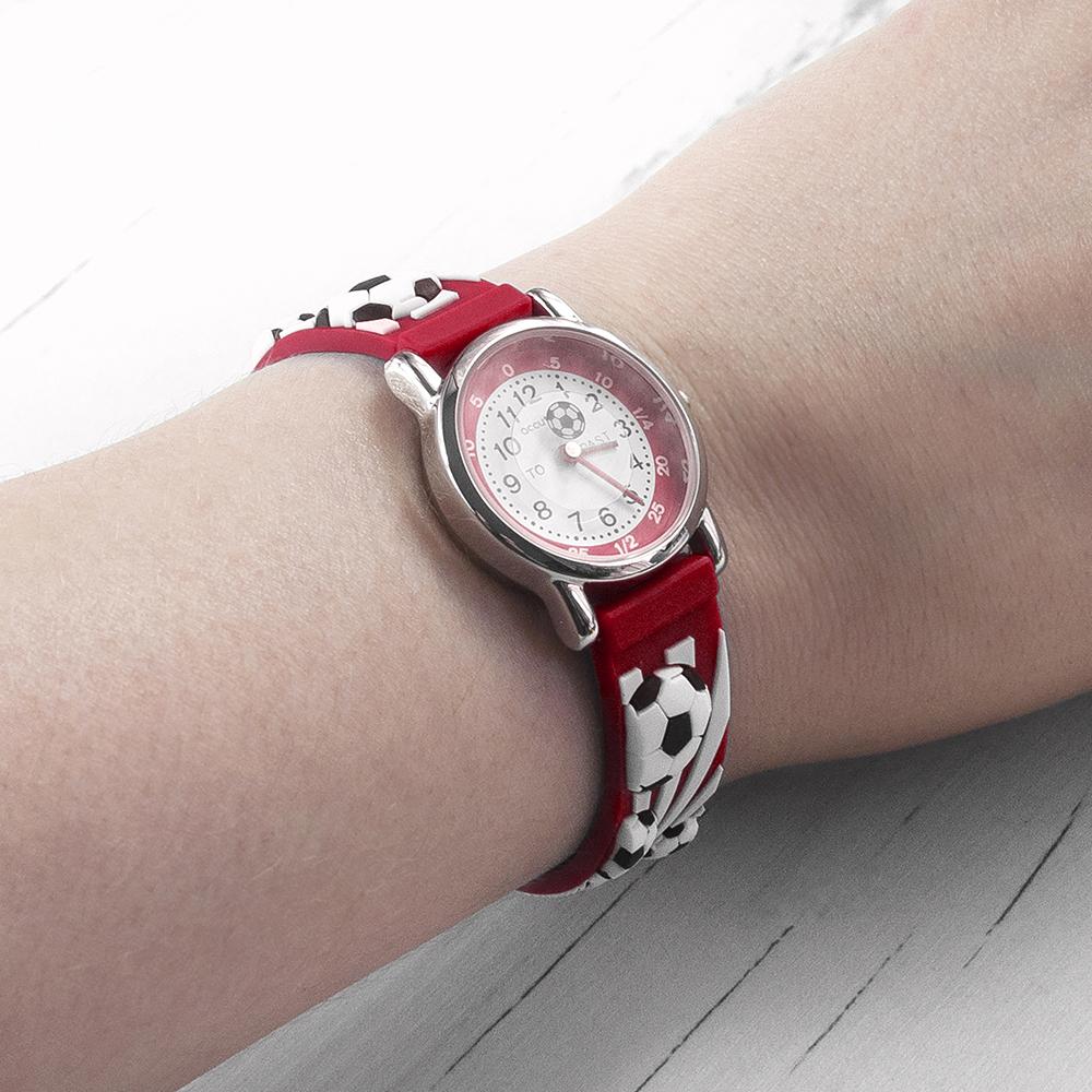 Kids Personalised Boys - Girls Red Football Watch - Shop Personalised Gifts