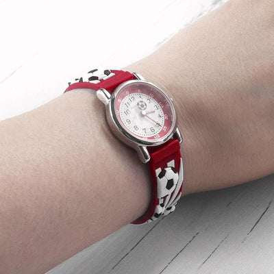 Kids Personalised Boys - Girls Red Football Watch - Shop Personalised Gifts