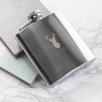 Personalised Stag 6oz Stainless Steel Hip Flask - Shop Personalised Gifts