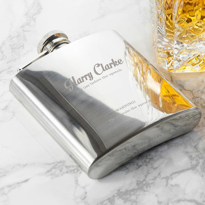 Personalised Best Man The Speech 6oz Stainless Steel Hip Flask - Shop Personalised Gifts