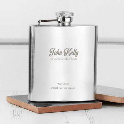 Personalised Best Man The Speech 6oz Stainless Steel Hip Flask - Shop Personalised Gifts