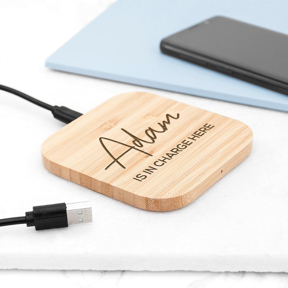 Personalised In Charge Bamboo Wireless Charger - Shop Personalised Gifts