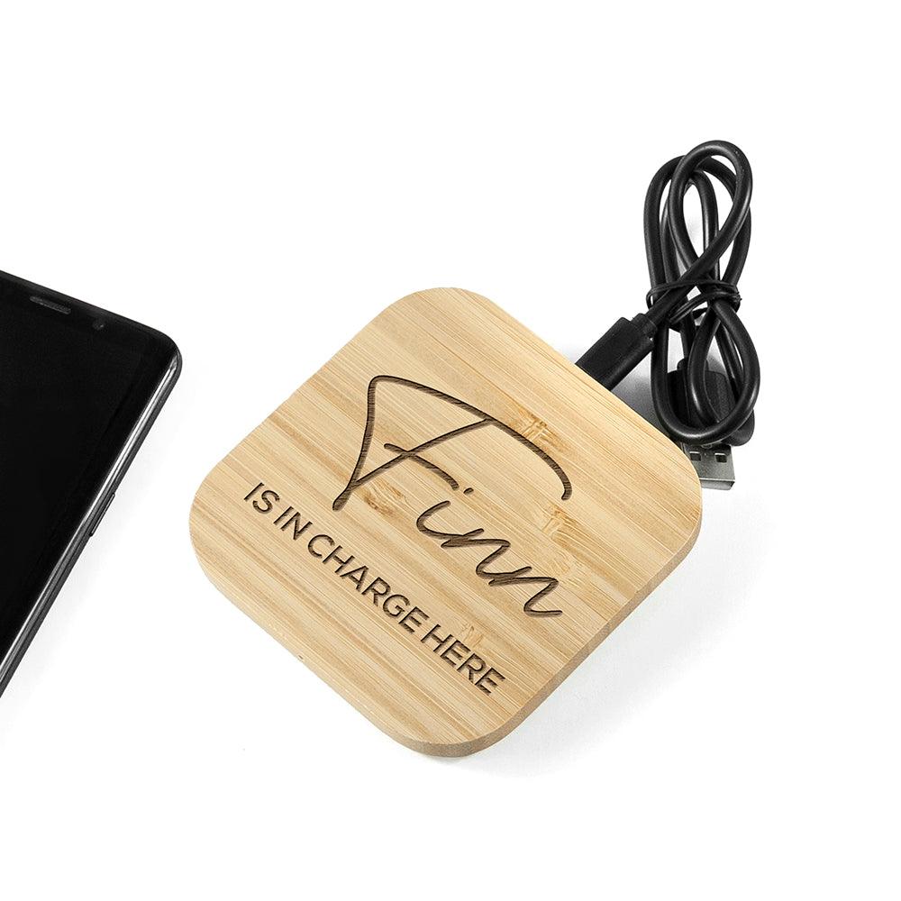 Personalised In Charge Bamboo Wireless Charger - Shop Personalised Gifts