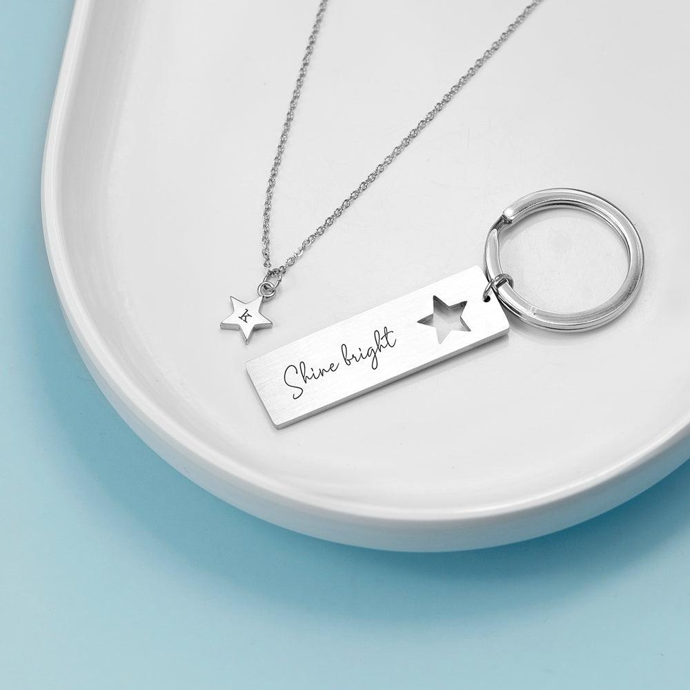 Personalised Lucky Star Necklace & Keyring Set - Shop Personalised Gifts