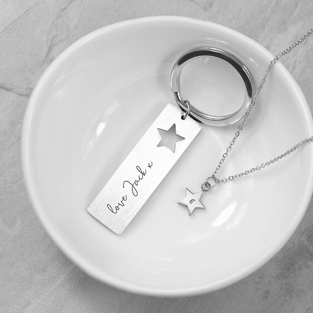 Personalised Lucky Star Necklace & Keyring Set - Shop Personalised Gifts