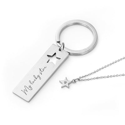 Personalised Lucky Star Necklace & Keyring Set - Shop Personalised Gifts