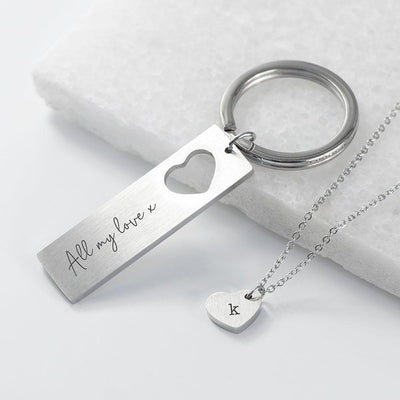 Personalised Love Heart Necklace & Keyring Set - Shop Personalised Gifts