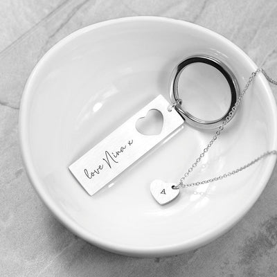 Personalised Love Heart Necklace & Keyring Set - Shop Personalised Gifts