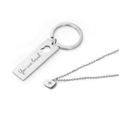 Personalised Love Heart Necklace & Keyring Set - Shop Personalised Gifts