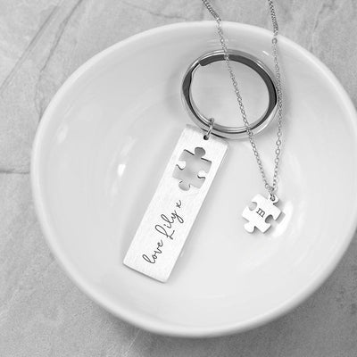 Personalised Perfect Fit Puzzle Piece Necklace & Keyring Set - Shop Personalised Gifts