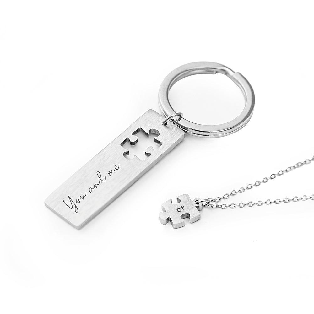 Personalised Perfect Fit Puzzle Piece Necklace & Keyring Set - Shop Personalised Gifts