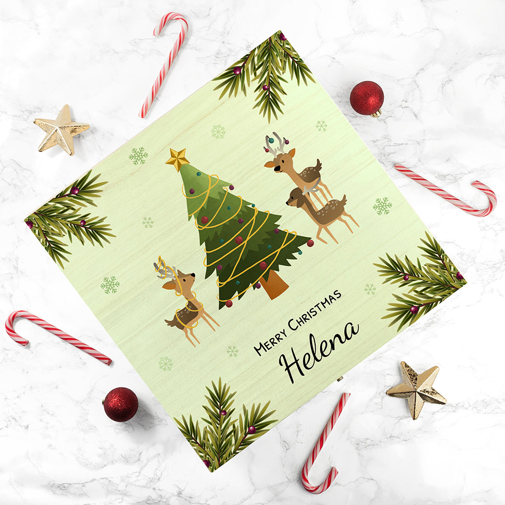 Personalised Playing Reindeers Christmas Eve Box