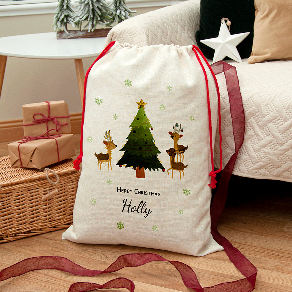 Personalised Christmas Reindeer Family Christmas Sack
