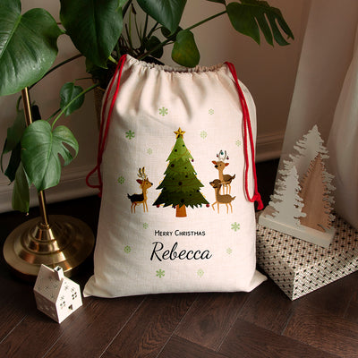 Personalised Christmas Reindeer Family Christmas Sack