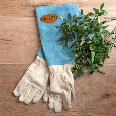 Large Blue Leather Garden Gloves - Shop Personalised Gifts