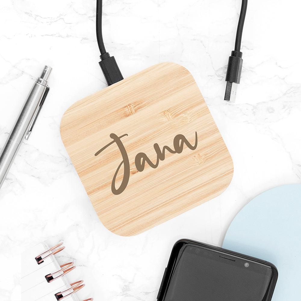 Personalised Bamboo Wireless Charger - Shop Personalised Gifts