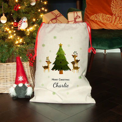 Personalised Christmas Reindeer Family Christmas Sack