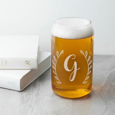 Personalised Leaf Framed Initial Beer Can Glass - Shop Personalised Gifts