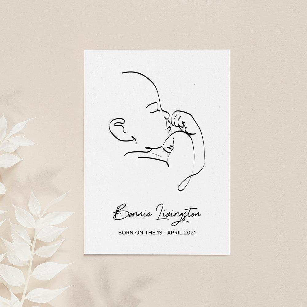 Personalised Line Art Relaxed Baby Print Wall Art - Shop Personalised Gifts