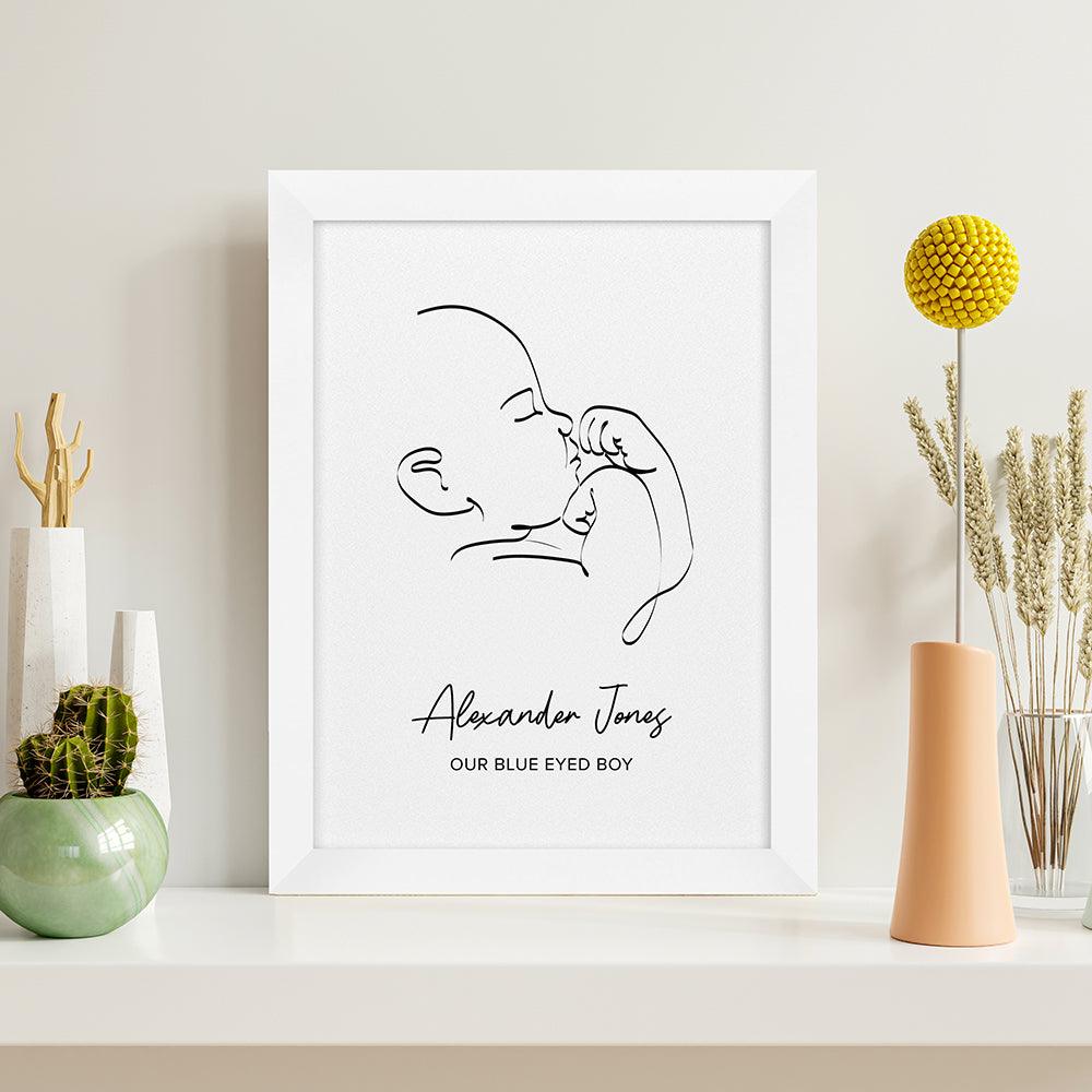 Personalised Line Art Relaxed Baby Print Wall Art - Shop Personalised Gifts