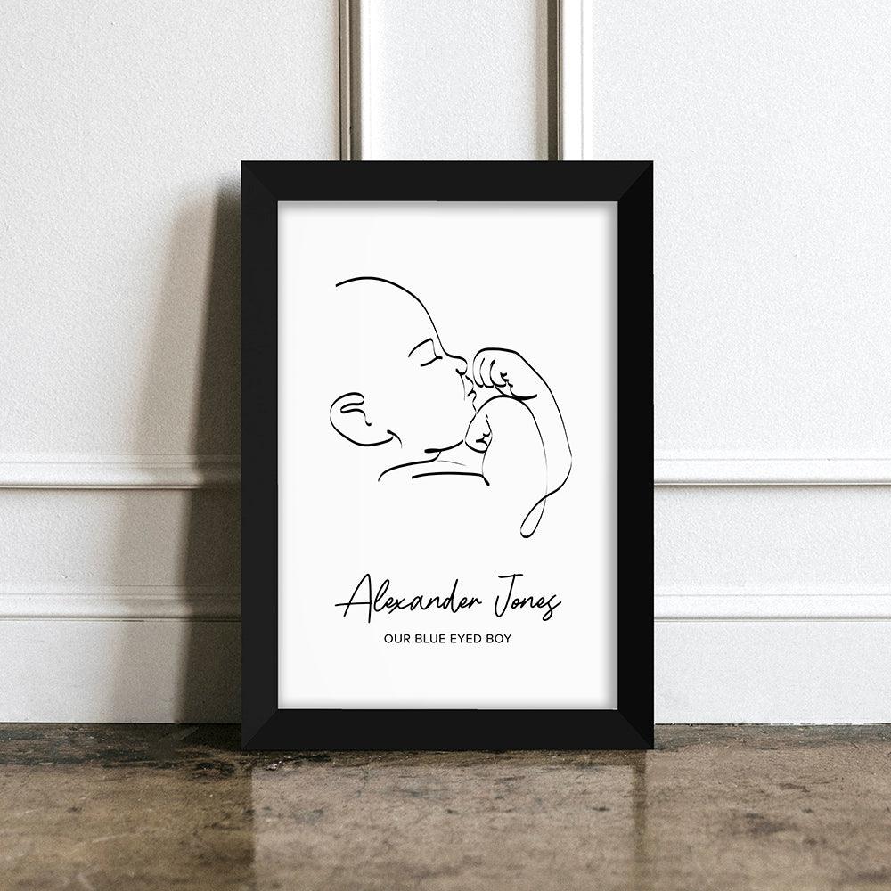 Personalised Line Art Relaxed Baby Print Wall Art - Shop Personalised Gifts