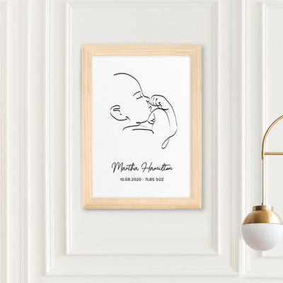 Personalised Line Art Relaxed Baby Print Wall Art - Shop Personalised Gifts