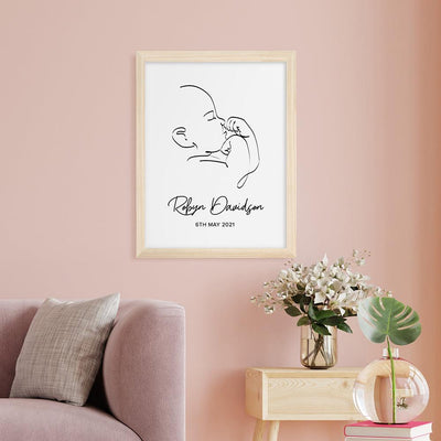 Personalised Line Art Relaxed Baby Print Wall Art - Shop Personalised Gifts