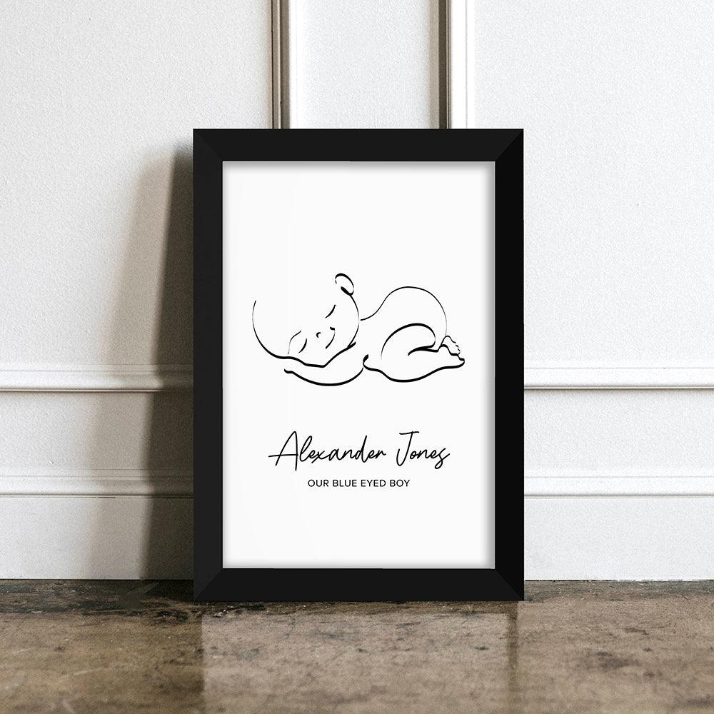 Personalised Line Art Sleeping Baby Print Wall Art - Shop Personalised Gifts