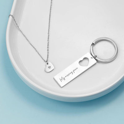 Personalised Love Heart Necklace & Keyring Set - Shop Personalised Gifts