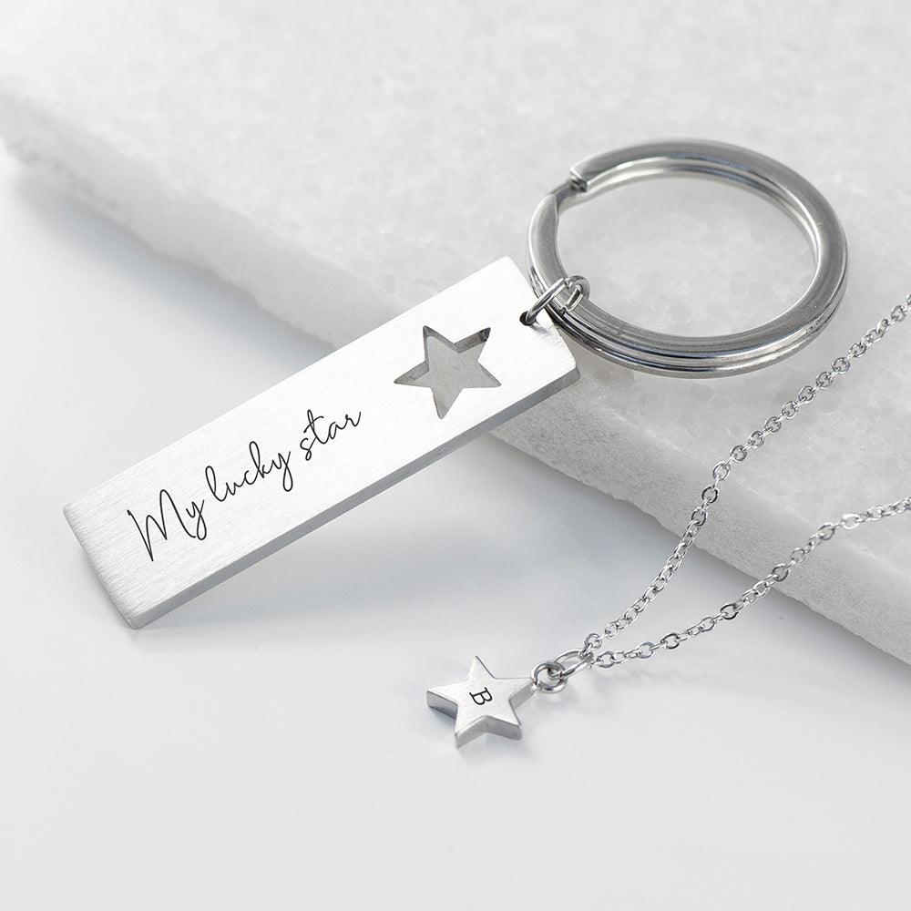 Personalised Lucky Star Necklace & Keyring Set - Shop Personalised Gifts