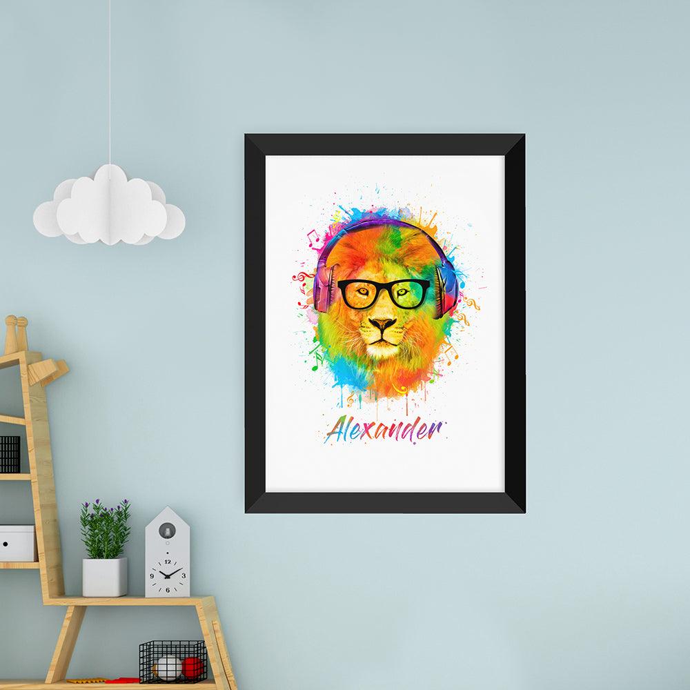 Personalised Watercolour Lion Wild Side Musical Print Wall Art - Shop Personalised Gifts