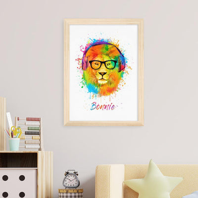 Personalised Watercolour Lion Wild Side Musical Print Wall Art - Shop Personalised Gifts