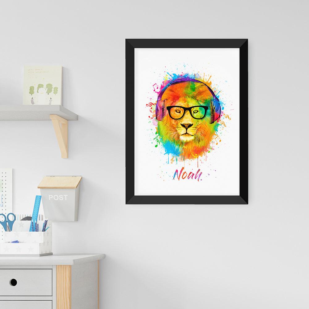 Personalised Watercolour Lion Wild Side Musical Print Wall Art - Shop Personalised Gifts