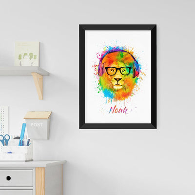 Personalised Watercolour Lion Wild Side Musical Print Wall Art - Shop Personalised Gifts