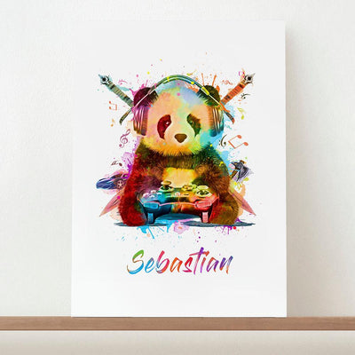 Personalised Watercolour Panda Gaming Print Wall Art - Shop Personalised Gifts