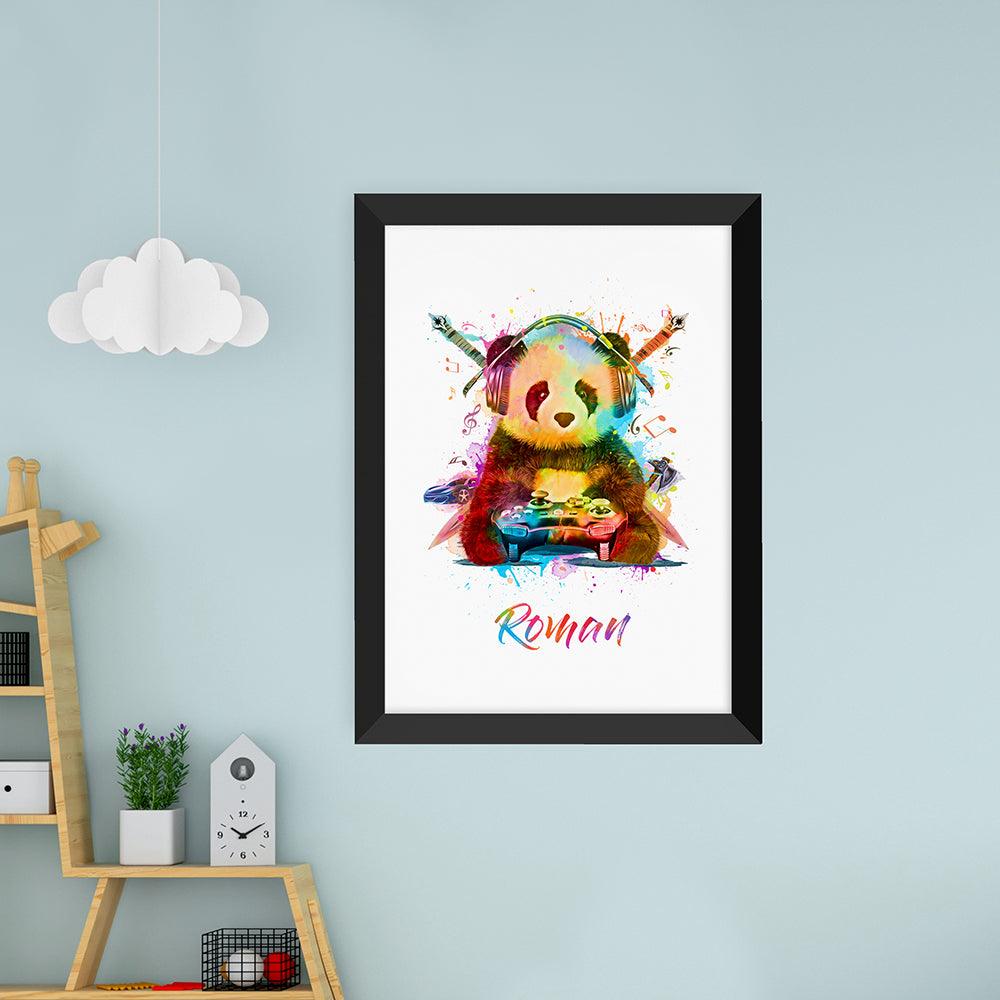 Personalised Watercolour Panda Gaming Print Wall Art - Shop Personalised Gifts