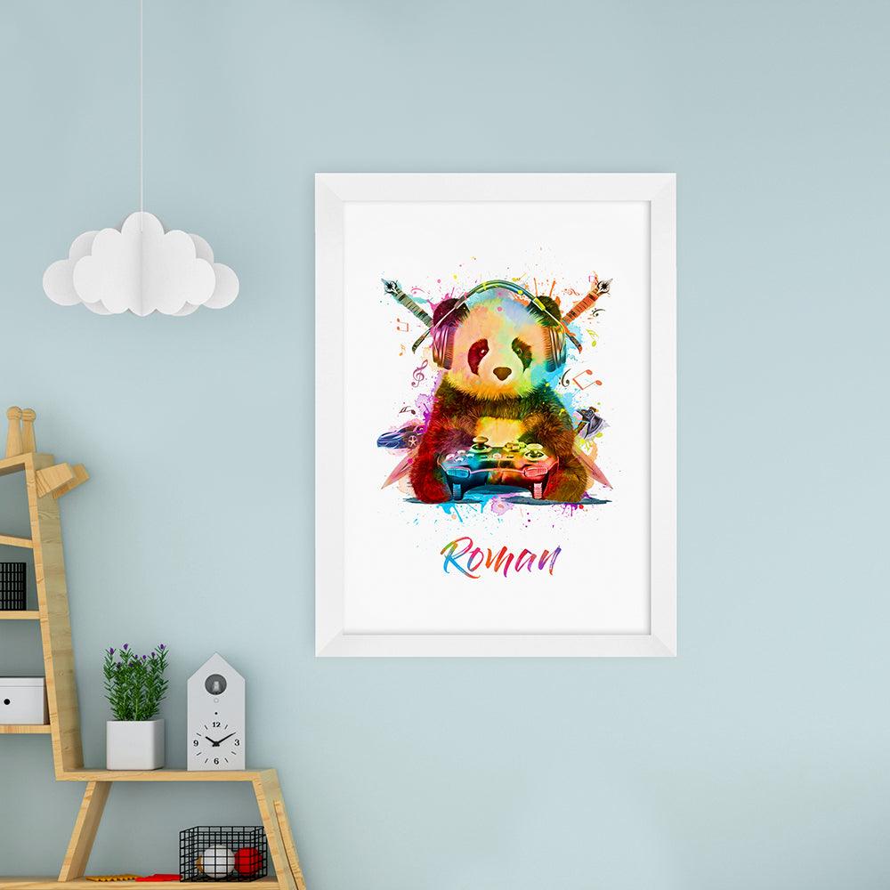 Personalised Watercolour Panda Gaming Print Wall Art - Shop Personalised Gifts