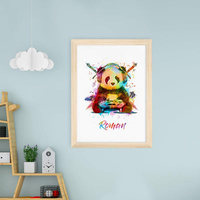 Personalised Watercolour Panda Gaming Print Wall Art - Shop Personalised Gifts