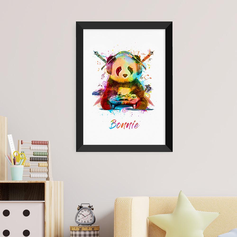 Personalised Watercolour Panda Gaming Print Wall Art - Shop Personalised Gifts