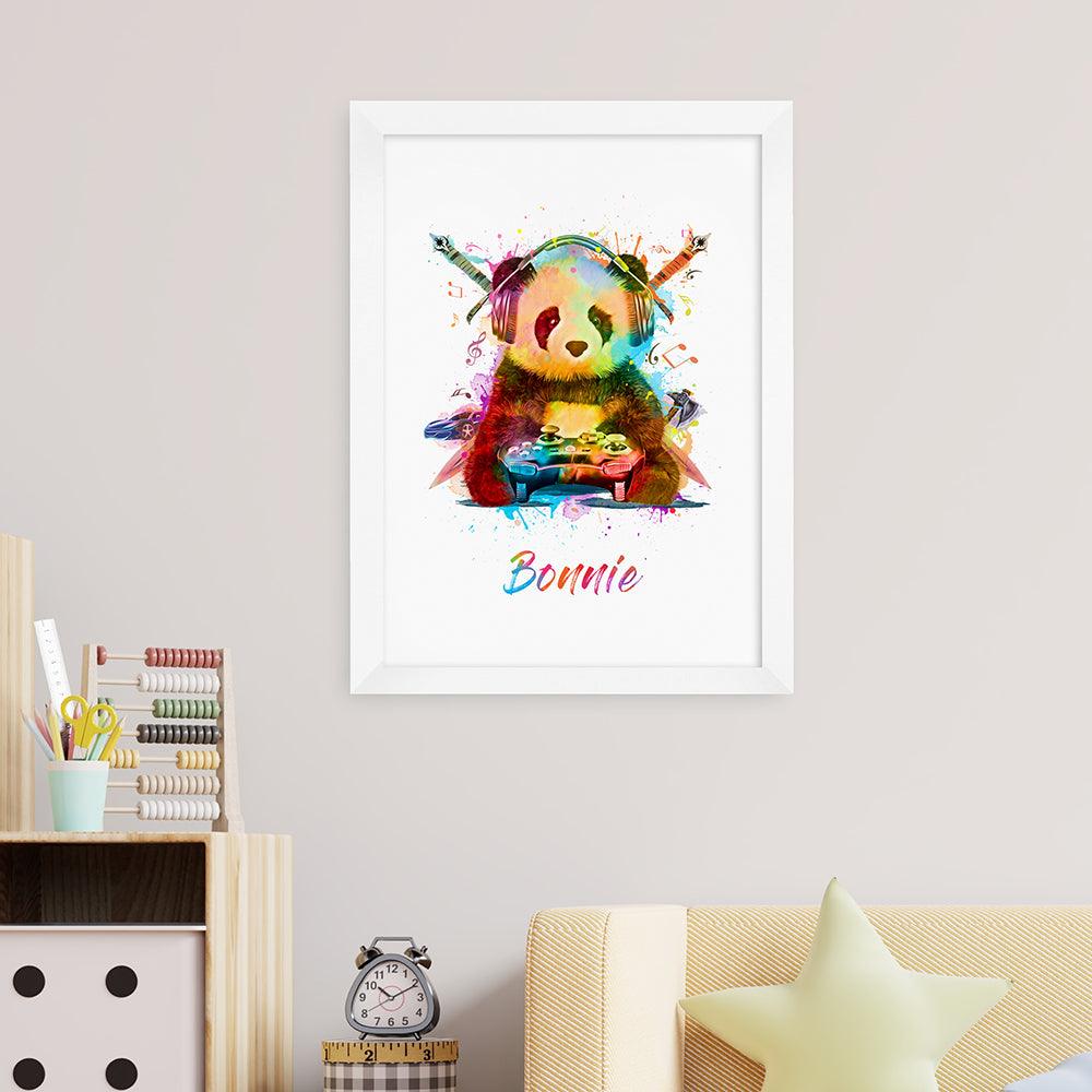 Personalised Watercolour Panda Gaming Print Wall Art - Shop Personalised Gifts