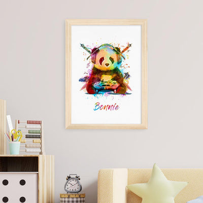 Personalised Watercolour Panda Gaming Print Wall Art - Shop Personalised Gifts