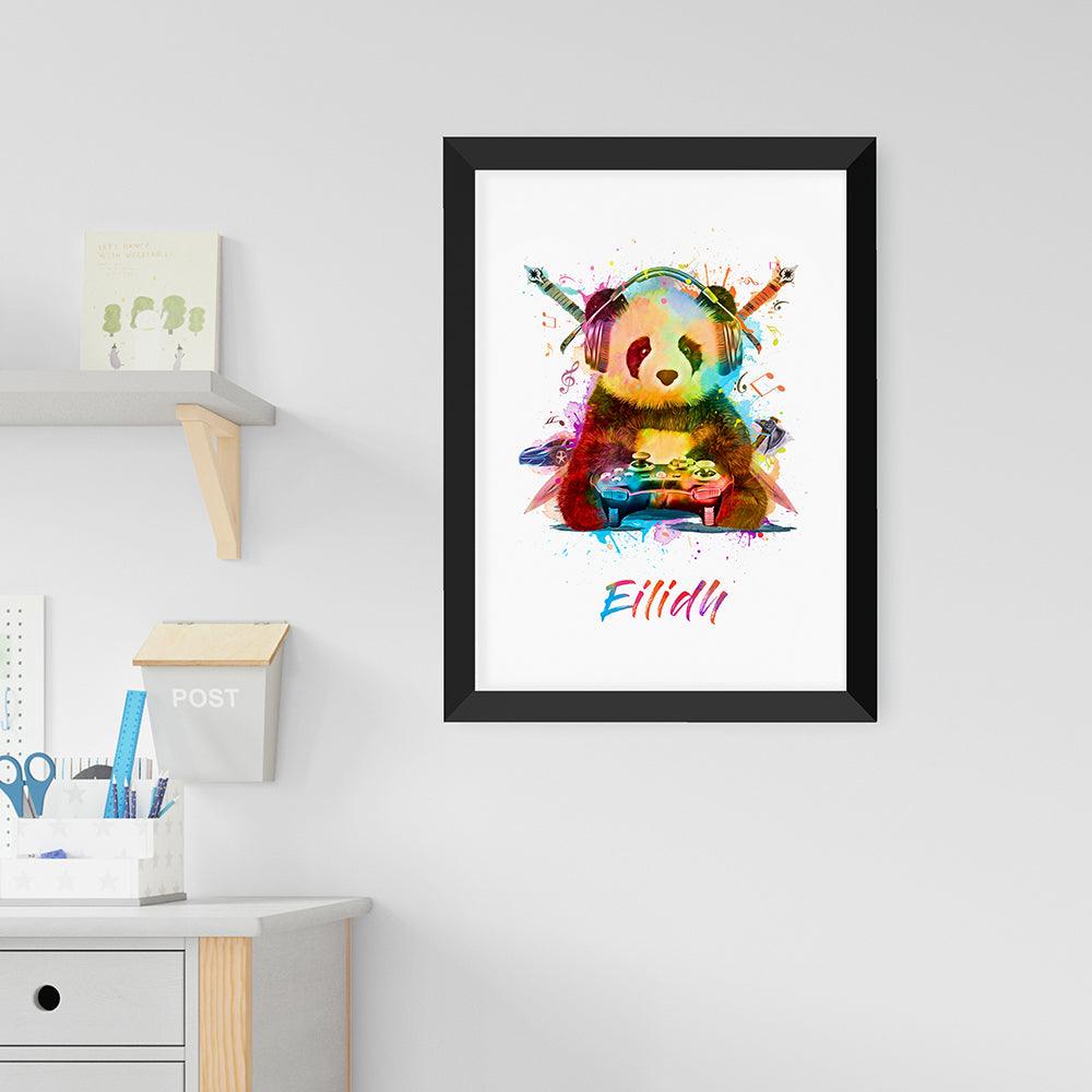 Personalised Watercolour Panda Gaming Print Wall Art - Shop Personalised Gifts