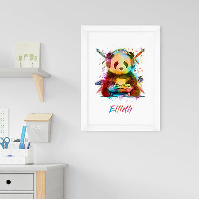 Personalised Watercolour Panda Gaming Print Wall Art - Shop Personalised Gifts