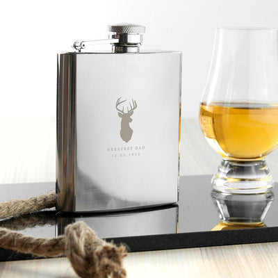 Personalised Stag 6oz Stainless Steel Hip Flask - Shop Personalised Gifts