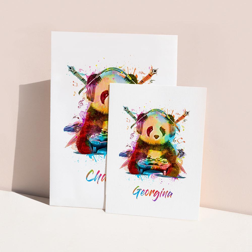 Personalised Watercolour Panda Gaming Print Wall Art - Shop Personalised Gifts